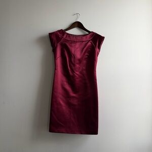 BCBG Paris Satin Sheath Dress — Deep Burgundy — Size 4